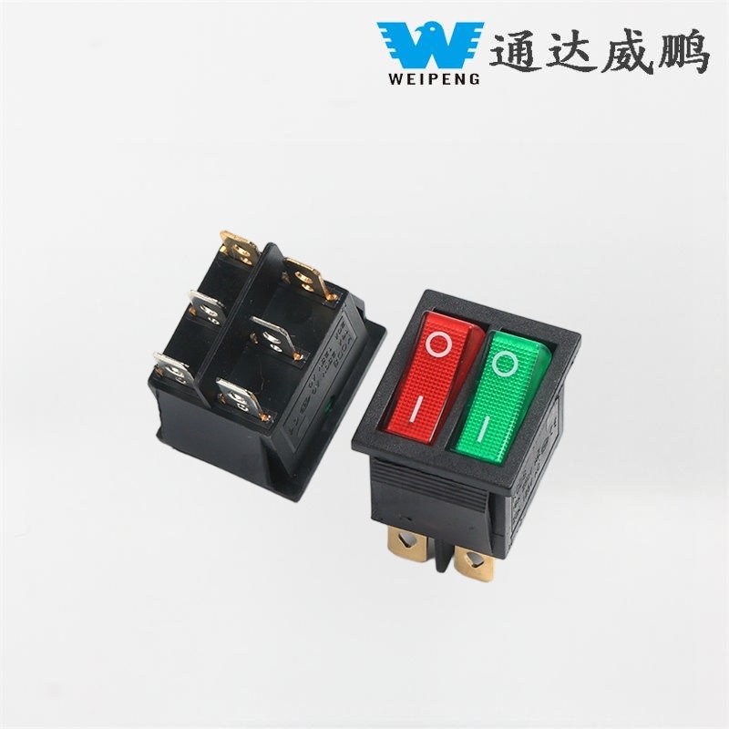 Kcd4 Double Rocker Boat Switch 6 pins με κόκκινο και πράσινο φως