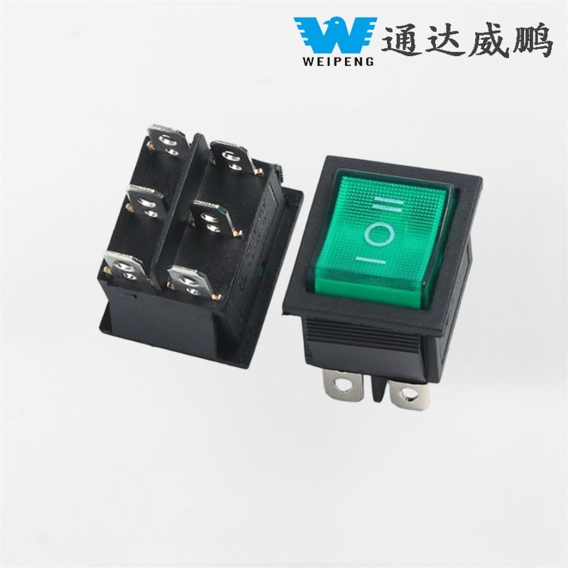 KCD4 Πράσινο LED 6-pin/4-pin Illuminated 16A 250V Rocker Switch