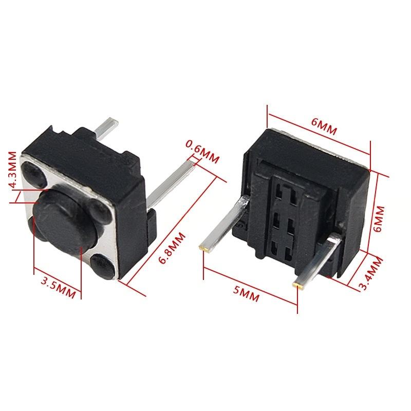 Δύο ακίδων 6*6*4.3/5/7/9 Micro Tactile Vertical Push Button Switch